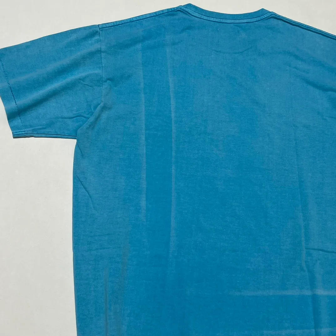 GALLERY DEPT. VINTAGE LOGO PAINTED TEE/Turquoise washed and distressed VINTAGE LOGO retro English pocket short sleeves lake blue S-XL ready-to-wear dyeing, hand-sewn and smeared with horseradish and fried with salt, very heavy industry, manufacturing dark and light fading technology, hand-splashed ink graffiti, genuine acrylic material